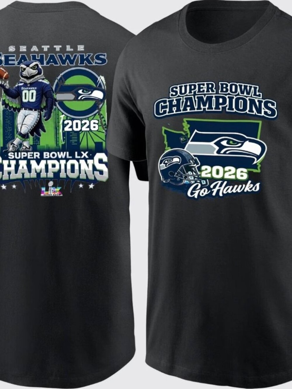 Seattle Seahawks 2026 Super Bowl LX Champs 2 sided Shirt 307